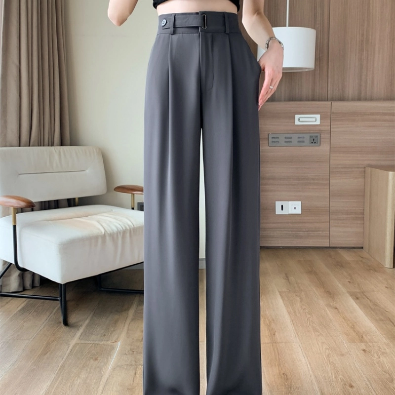 纤丝鸟 阔腿裤高腰垂感韩式简约显瘦舒适通勤休闲裤 女款