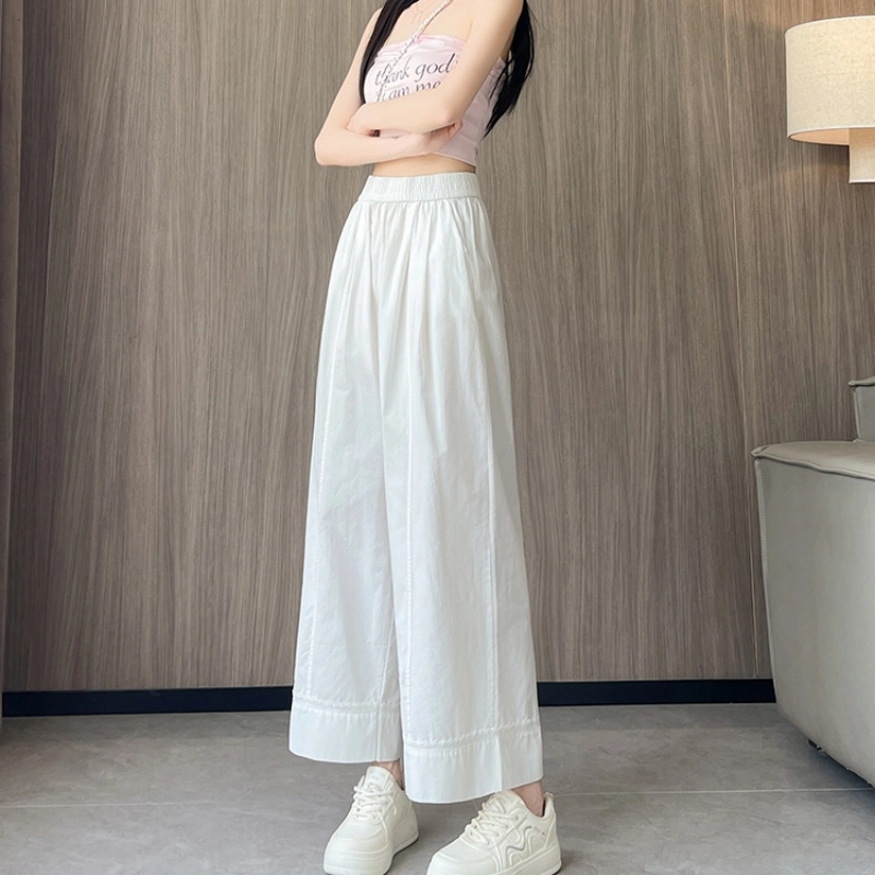 纤丝鸟 韩版时尚拼接高腰阔腿宽松透气垂感舒适百搭休闲短裤 女款