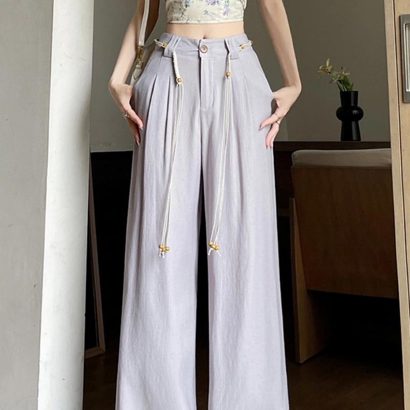 纤丝鸟 合身高腰适中阔腿休闲裤 女款