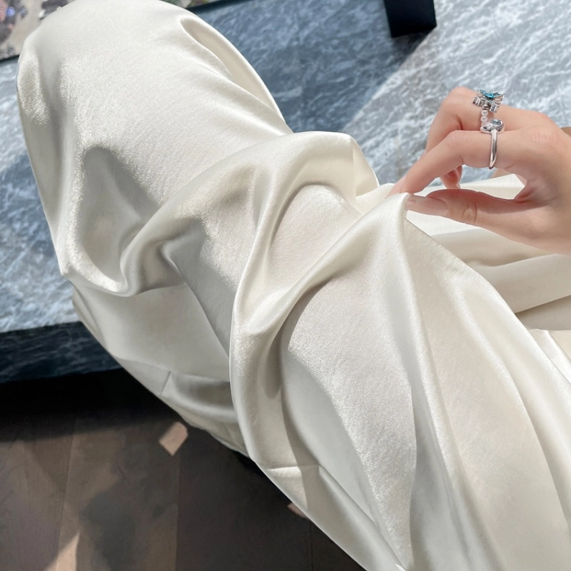 纤丝鸟 时尚潮流薄款高腰显瘦宽松垂感拖地阔腿裤休闲裤 女款
