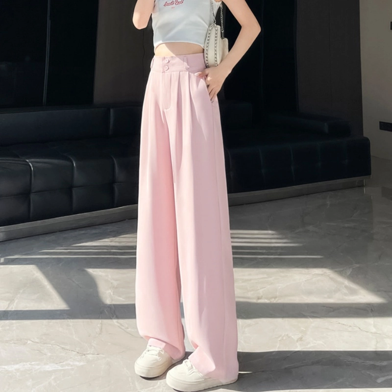 纤丝鸟 设计感时尚高级垂感宽松速干高腰显瘦百搭慵懒休闲裤 女款