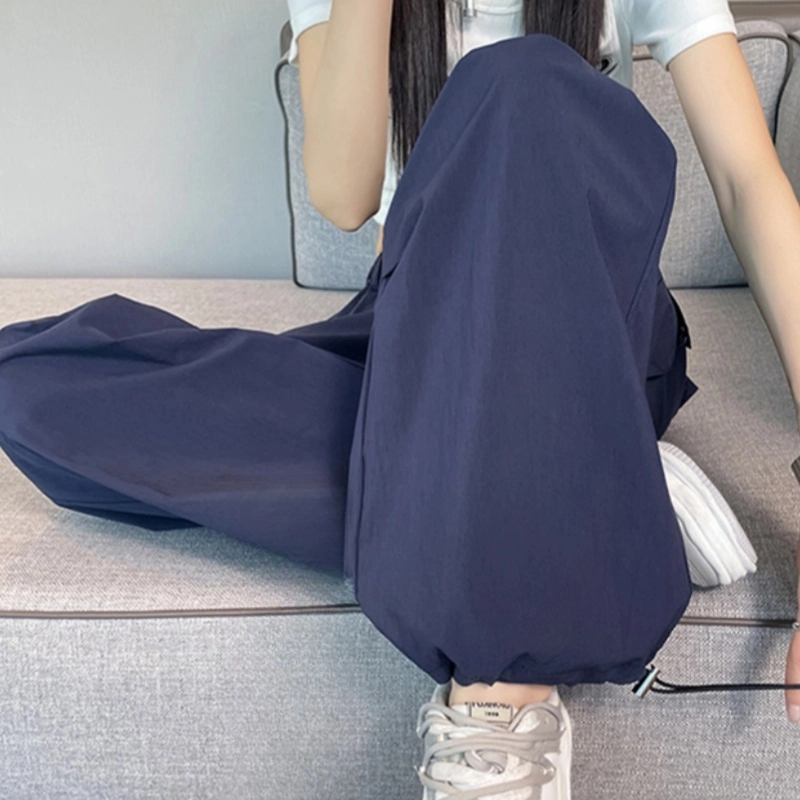 纤丝鸟 时尚潮流休闲百搭高腰直筒阔腿酷飒风户外束脚运动工装裤 女款