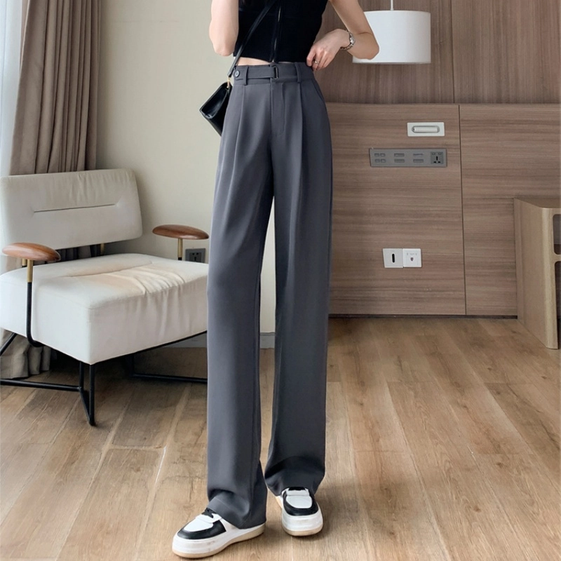 纤丝鸟 阔腿裤高腰垂感韩式简约显瘦舒适通勤休闲裤 女款