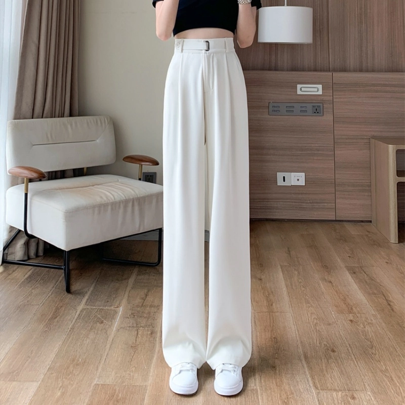纤丝鸟 阔腿裤高腰垂感韩式简约显瘦舒适通勤休闲裤 女款