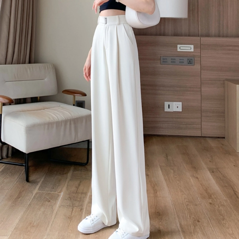 纤丝鸟 阔腿裤高腰垂感韩式简约显瘦舒适通勤休闲裤 女款