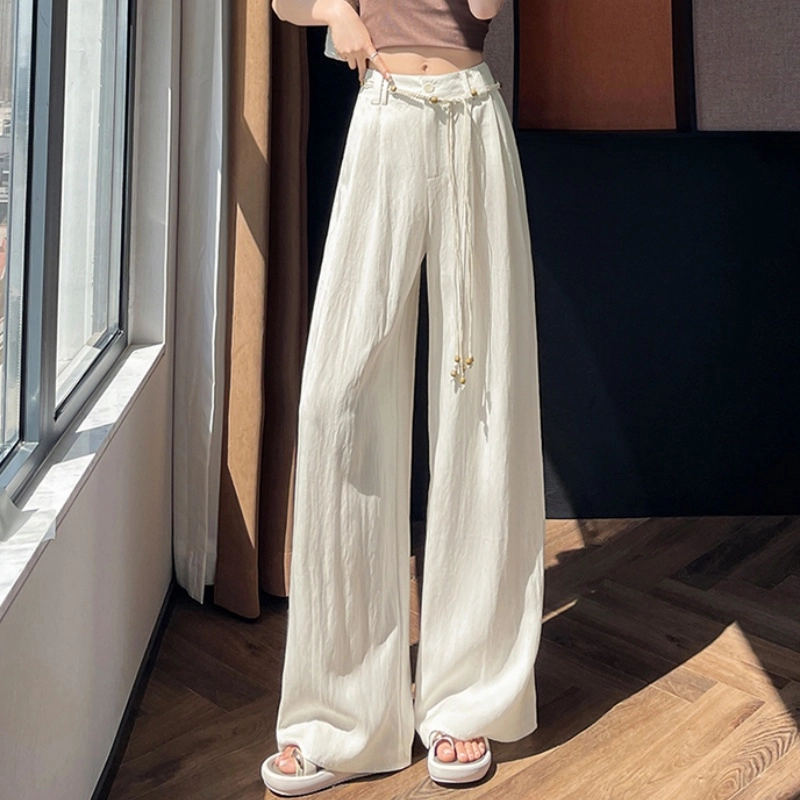 纤丝鸟 阔腿高腰设计垂感时尚感舒适休闲裤 女款