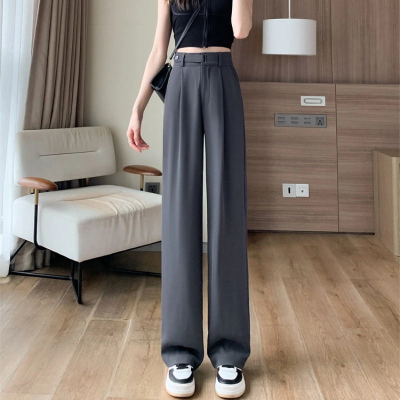 纤丝鸟 阔腿裤高腰垂感韩式简约显瘦舒适通勤休闲裤 女款