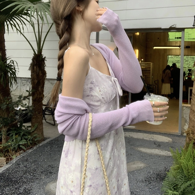 纤丝鸟 法式碎花甜美小清新设计别致百搭时尚外搭吊带连衣裙裙装套装 女款
