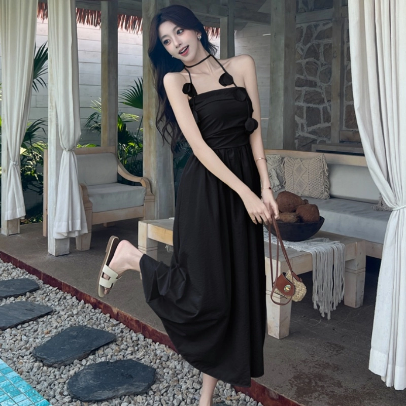 纤丝鸟 时尚设计感多巴胺法式温柔气质休闲舒适无袖连衣裙 女款