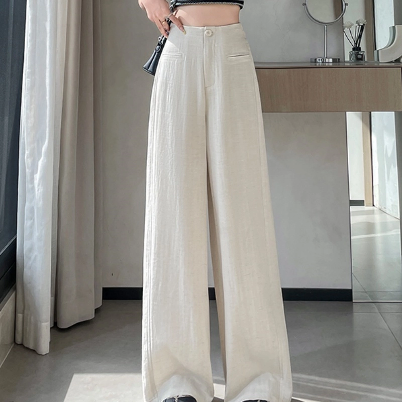 纤丝鸟 时尚百搭复古高腰宽松直筒阔腿裤垂坠感舒适休闲裤 女款