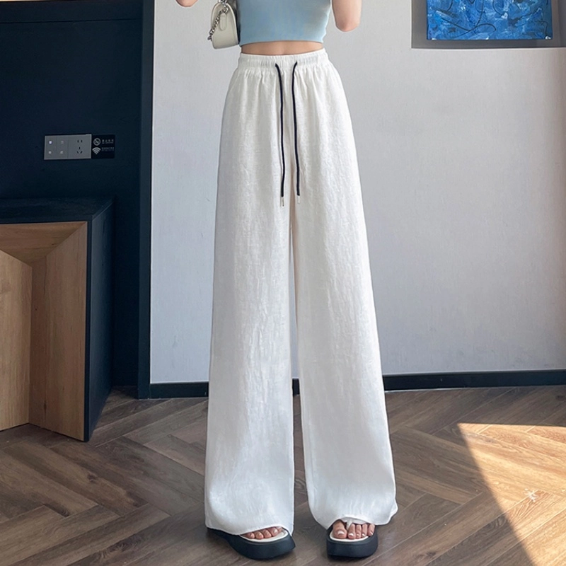 纤丝鸟 时尚潮流百搭舒适阔腿慵懒风高腰设计拖地休闲裤 女款