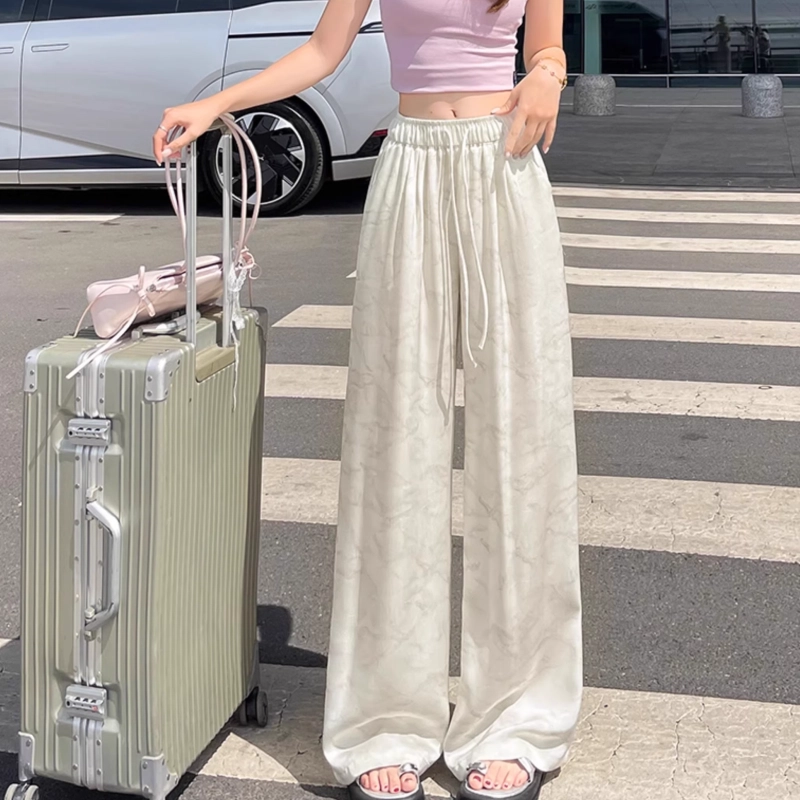 纤丝鸟 阔腿高腰垂感时尚百搭宽松休闲裤 女款