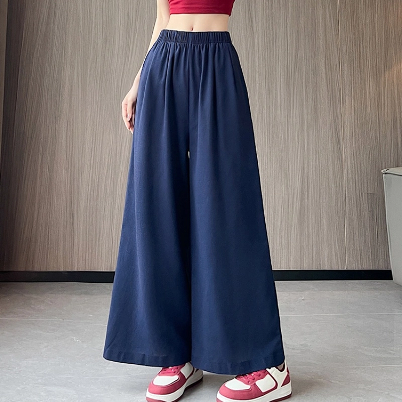纤丝鸟 韩版时尚阔腿垂感显瘦宽松高腰透气舒适百搭休闲裤 女款