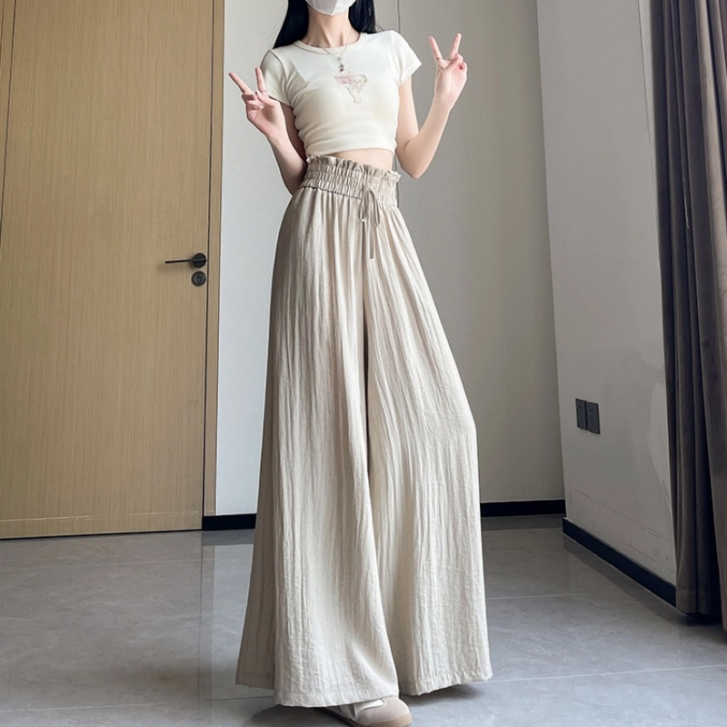 纤丝鸟 韩版时尚高腰垂感阔腿宽松舒适百搭休闲裤 女款