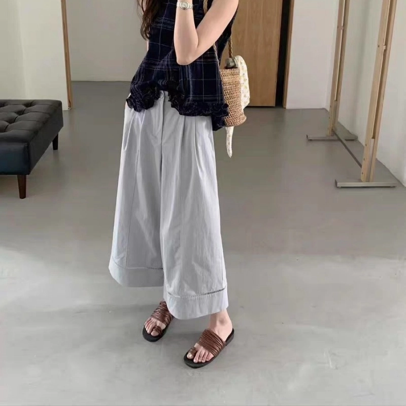 纤丝鸟 时尚百搭高腰显瘦阔腿垂感宽松设计简约休闲裤 女款