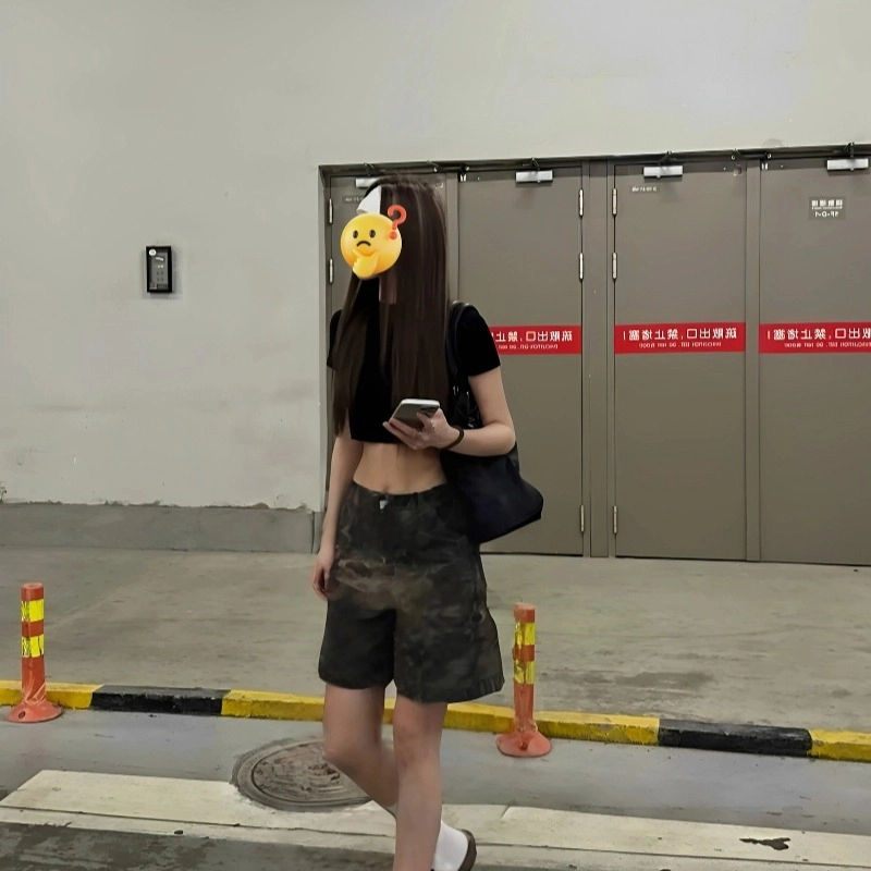 夏日必备 美式复古潮流迷彩百搭舒适五分裤适合多场景穿着工装风格短裤 男女同款