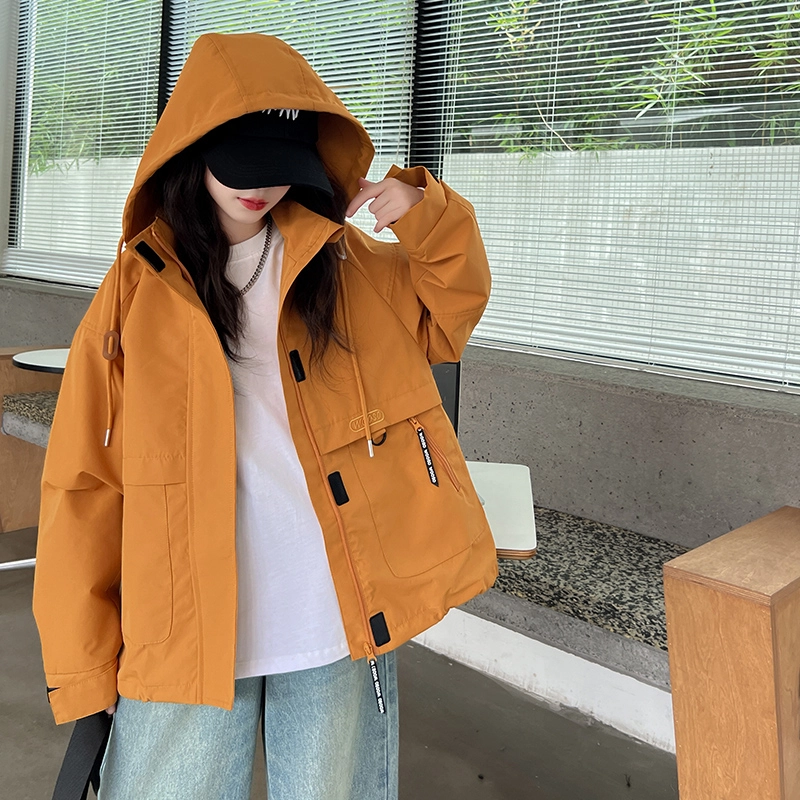 木木屋夹克外套 连帽拉链舒适亲肤 向日葵黄 青少年