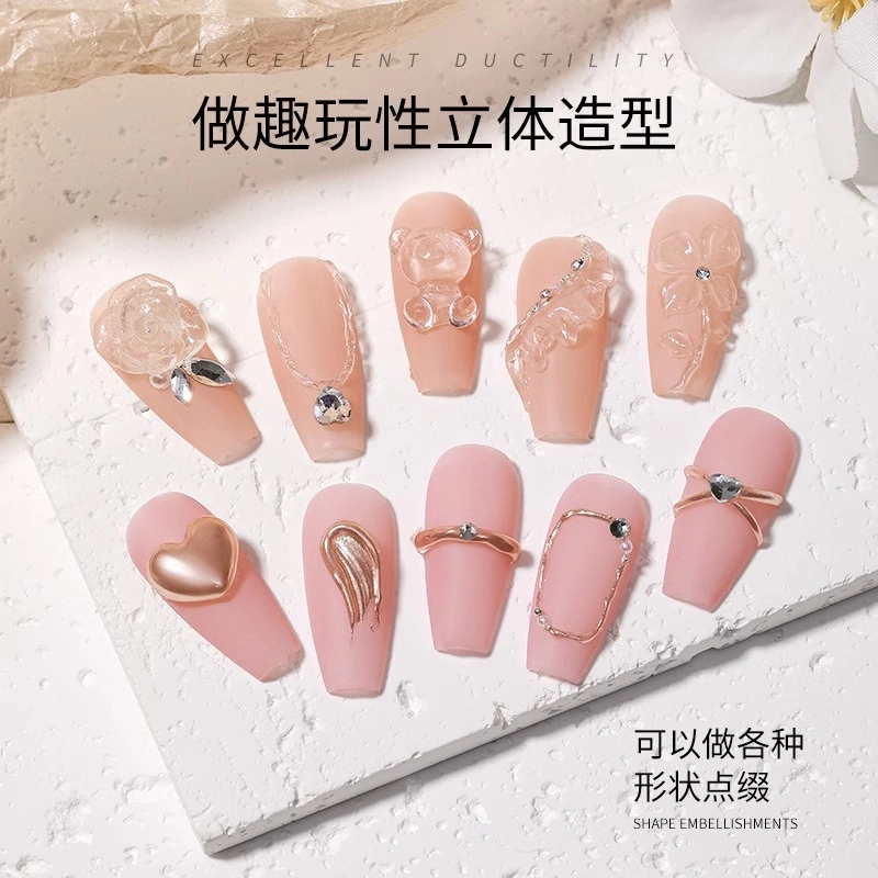 恩妮诗 穿戴甲固态贴片胶持久  梯型白色纯色
