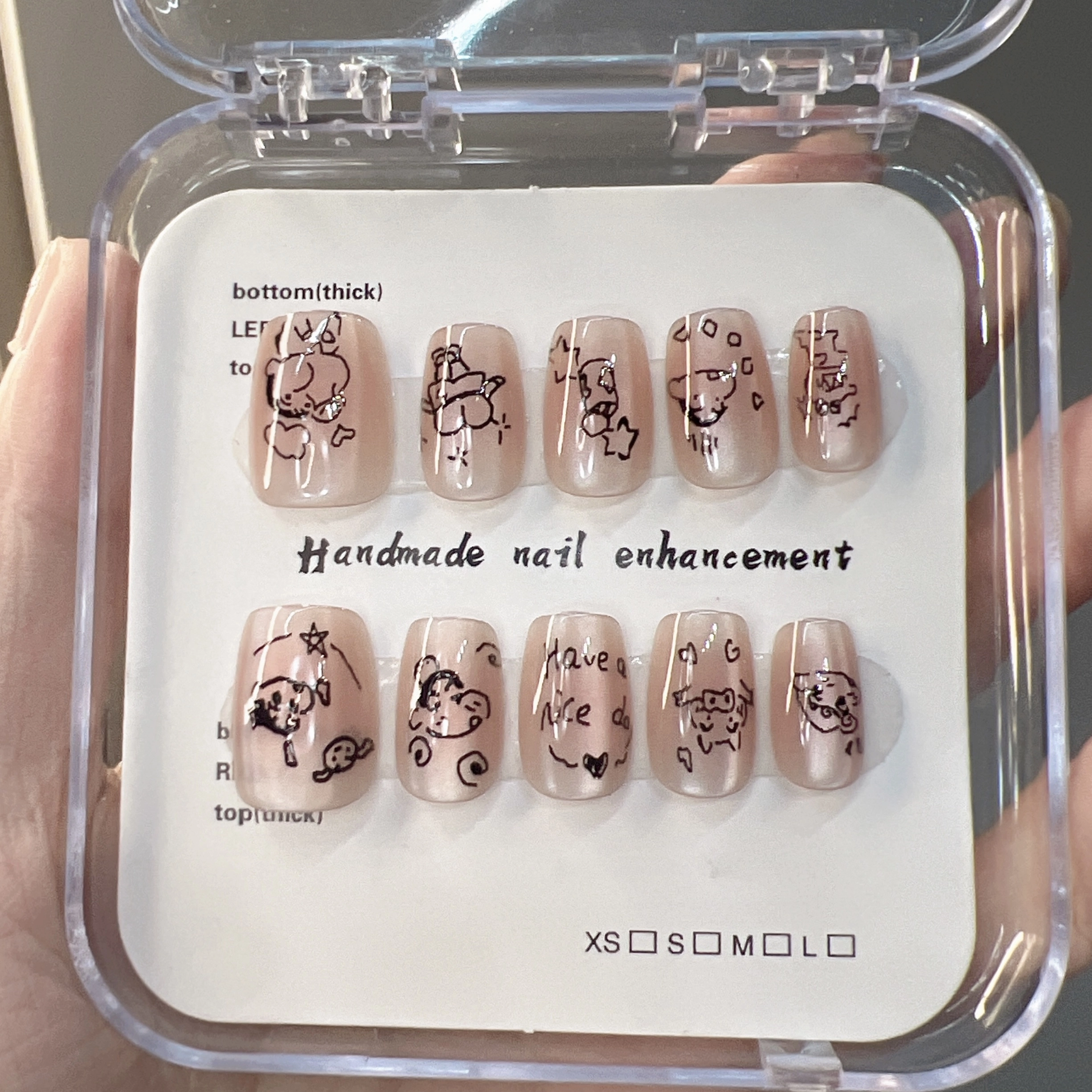 嘉比兔 线条小新  穿戴甲 短梯猫眼纯色 可爱