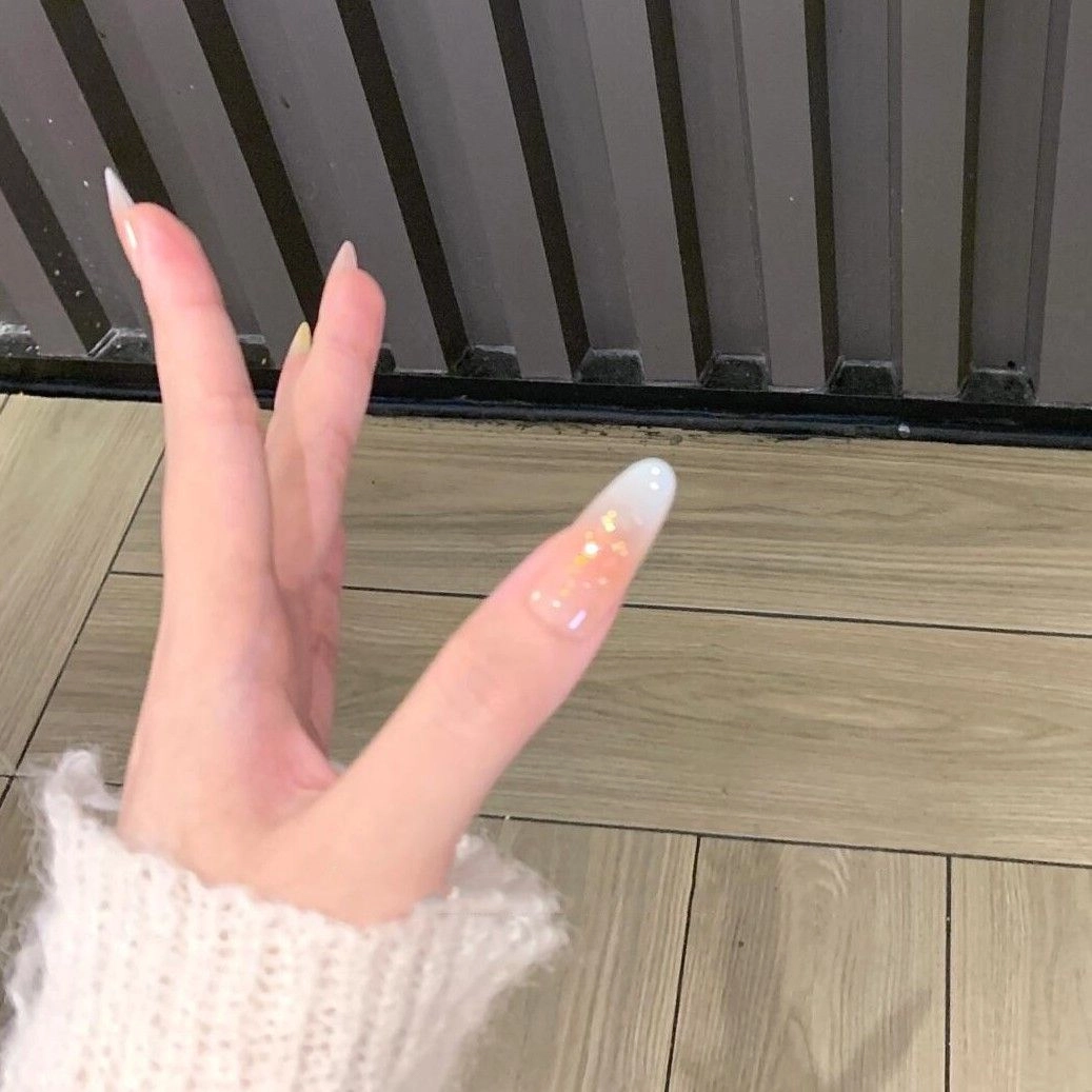 嘉比兔 多巴胺少女穿戴甲高级感裸色渐变气质显白手工学生美甲贴  杏仁多巴胺晕染 可爱