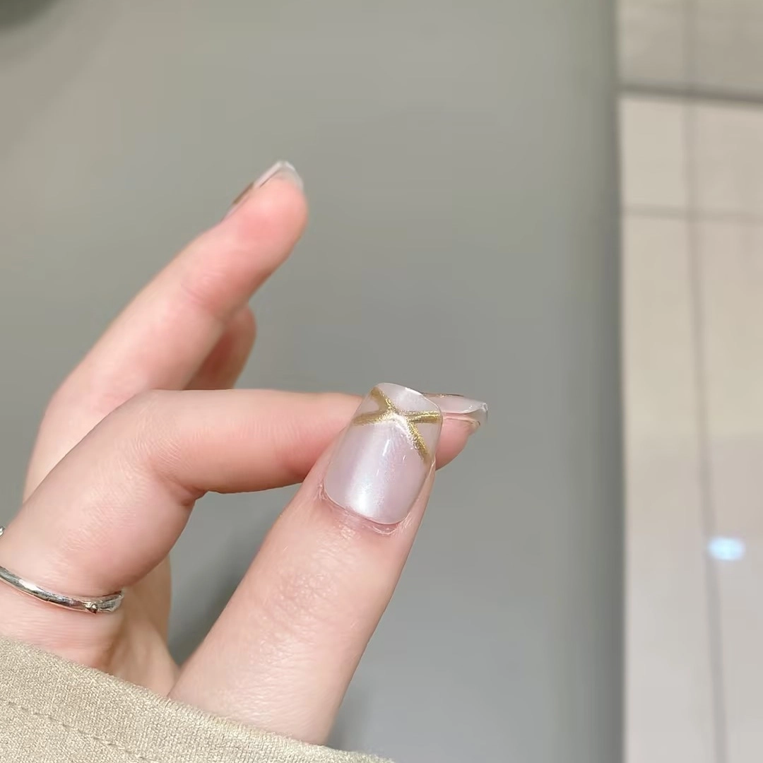 嘉比兔 金丝飘带可拆卸式  穿戴甲 短梯纯色跳色 镜面