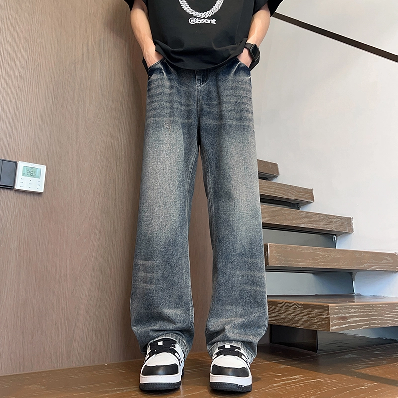 华夏儿女 美式复古高街潮流百搭休闲裤夏季薄款潮牌宽松时尚男女同款直筒牛仔裤 男款
