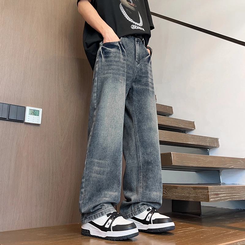华夏儿女 美式复古高街潮流百搭休闲裤夏季薄款潮牌宽松时尚男女同款直筒牛仔裤 男款