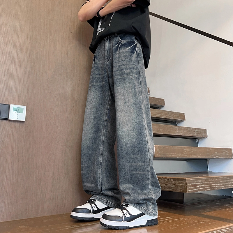 华夏儿女 美式复古高街潮流百搭休闲裤夏季薄款潮牌宽松时尚男女同款直筒牛仔裤 男款