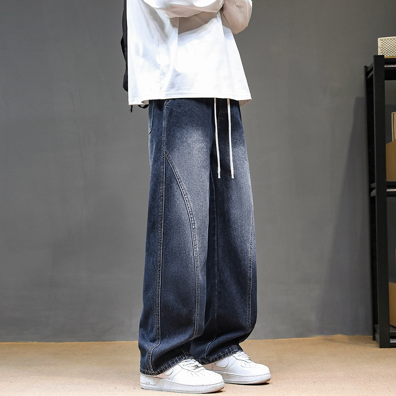 华夏儿女 美式高街宽松直筒潮流休闲百搭牛仔裤 男款