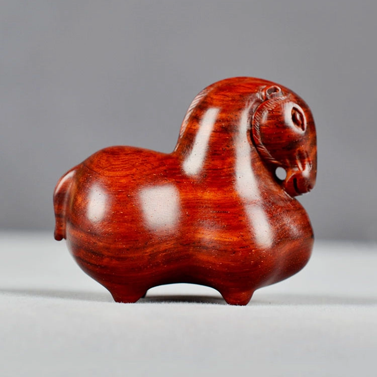 工匠一族 原木手工雕刻 中式唐马手把件实木红木文玩把玩工艺品 小叶紫檀 小摆件 男女同款情侣款