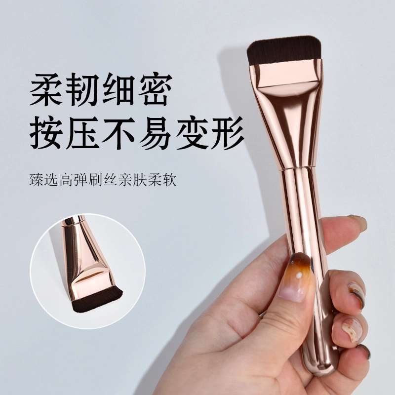 静玲珑 一字型扁头不吃粉粉底刷 玫瑰金