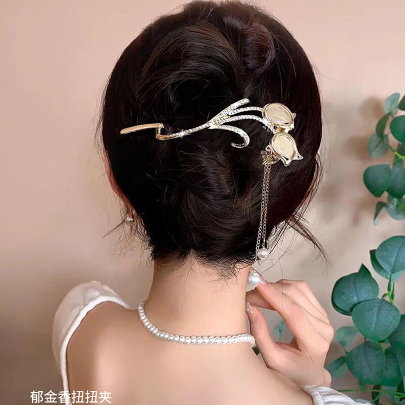 缔晶 复古优雅时尚扭扭夹甜美时尚造型感发通勤浪漫盘发 合金 发夹 女款