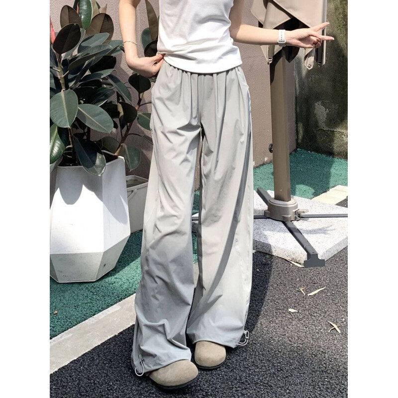 零氏 美式高街透气速干显瘦冰丝斜切直筒软壳设计纯色简约防水立体版型休闲裤 男女同款