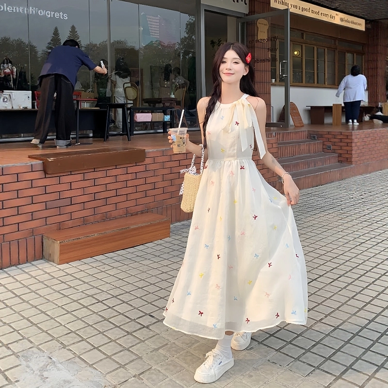 依钗 法式浪漫碎花甜美气质百搭裙装无袖连衣裙 女款