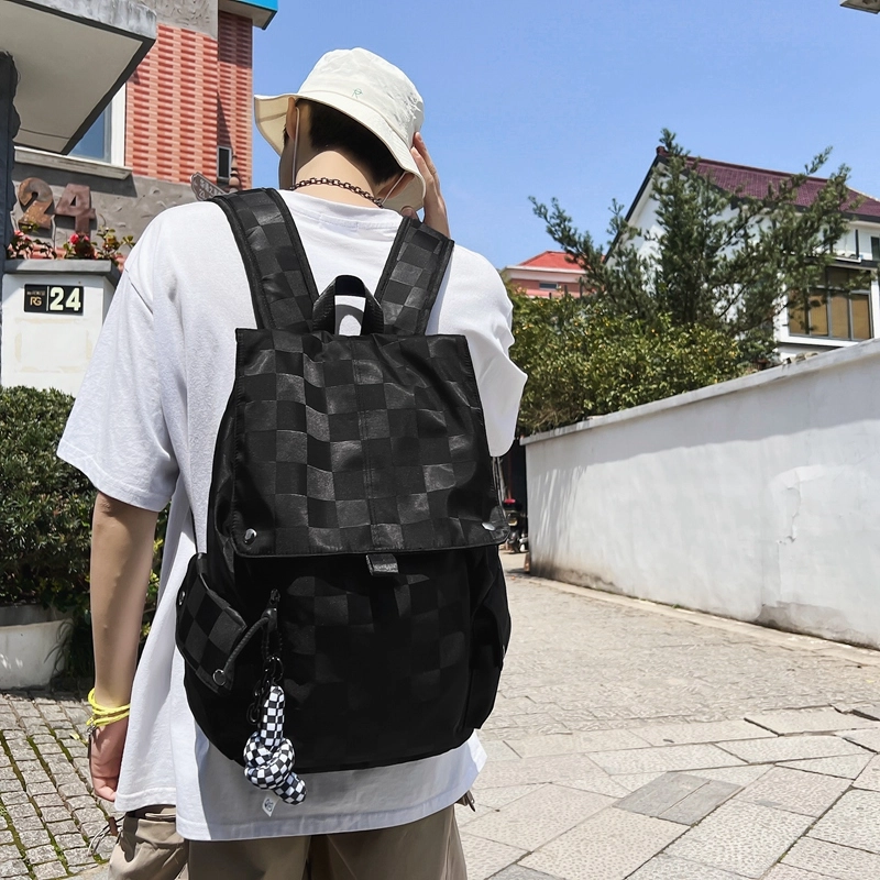 行途 休闲大容量多功能 尼龙 双肩包 常规 男女同款情侣款 黑色/白色