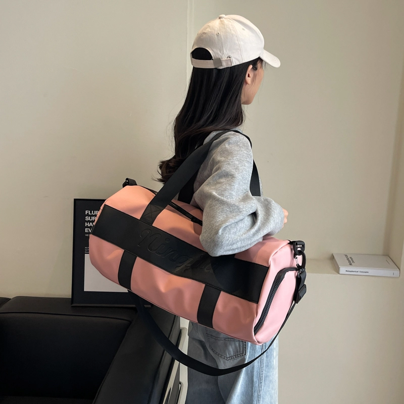 行途 干湿分离大容量瑜伽包时尚潮流轻便运动旅行包 布 健身包 中号 男女同款情侣款 黑色/粉色/酒红色/灰色/蓝色