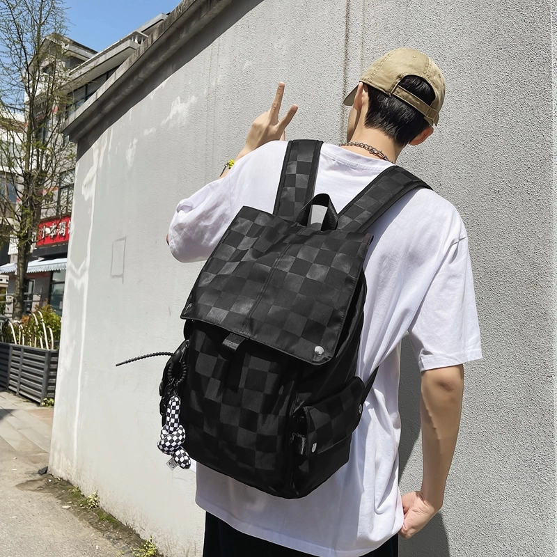 行途 休闲大容量多功能 尼龙 双肩包 常规 男女同款情侣款 黑色/白色