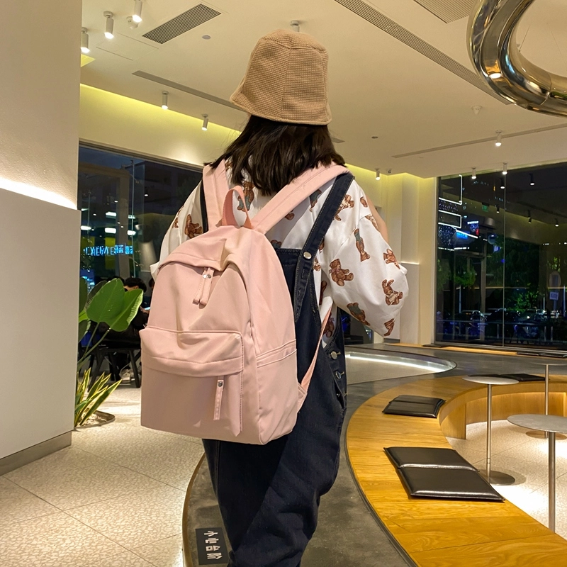 行途 大容量拉链开合 尼龙 双肩包 常规 男女同款情侣款 蓝色/绿色/粉色/白色/黑色
