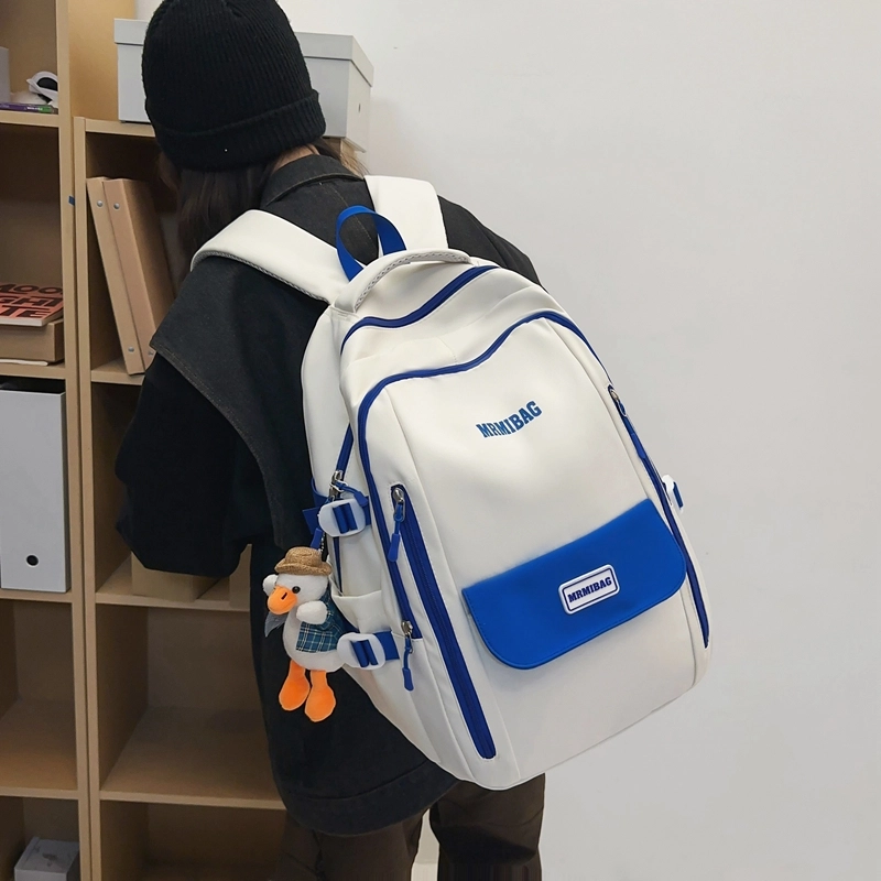 行途 韩版时尚大容量港风休闲小标校园学生 书包背包双肩包 尼龙 男女同款情侣款 多色