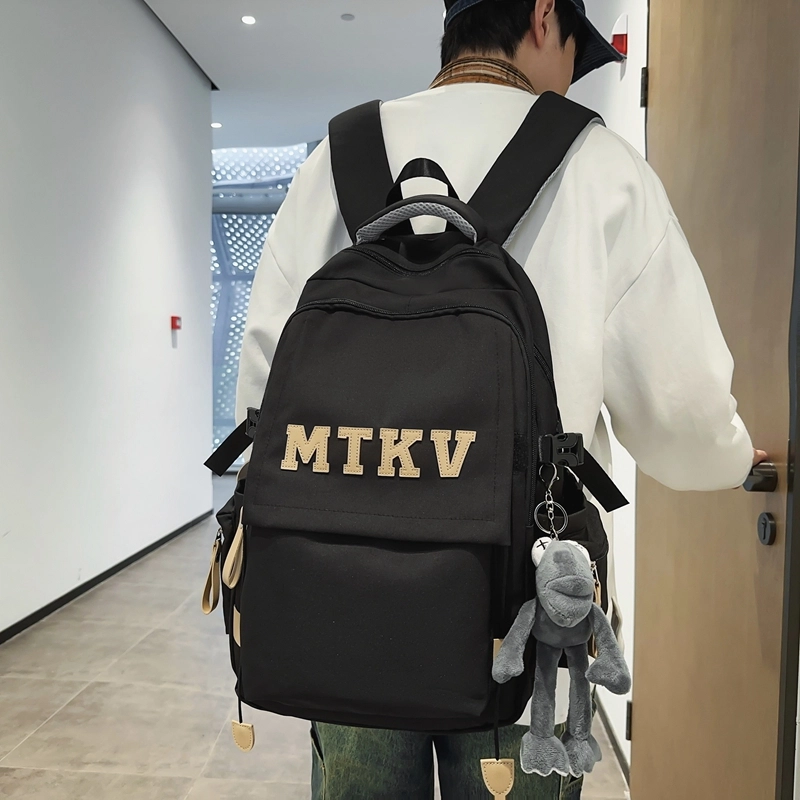行途 韩版校园时尚拉链开合 尼龙 双肩包 常规 男女同款情侣款 黑色/白色/红色