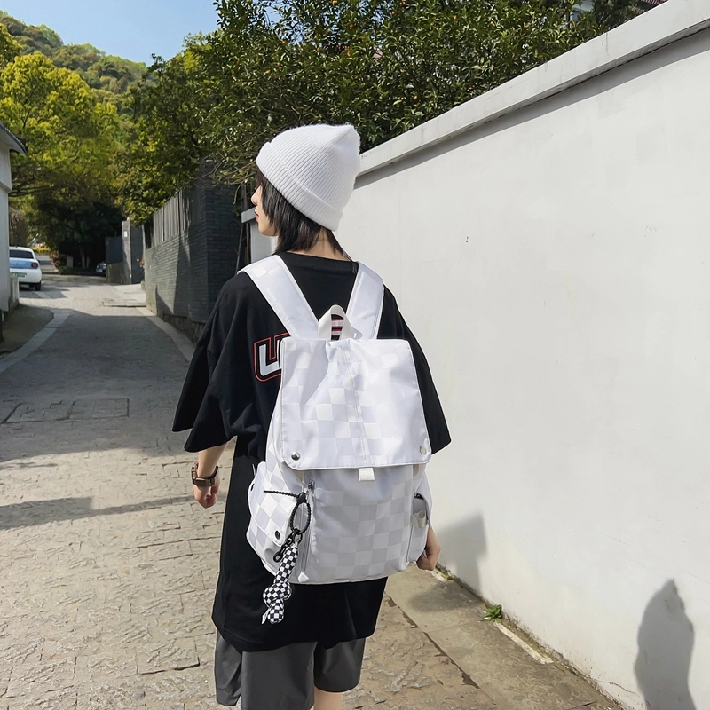 行途 休闲大容量多功能 尼龙 双肩包 常规 男女同款情侣款 黑色/白色