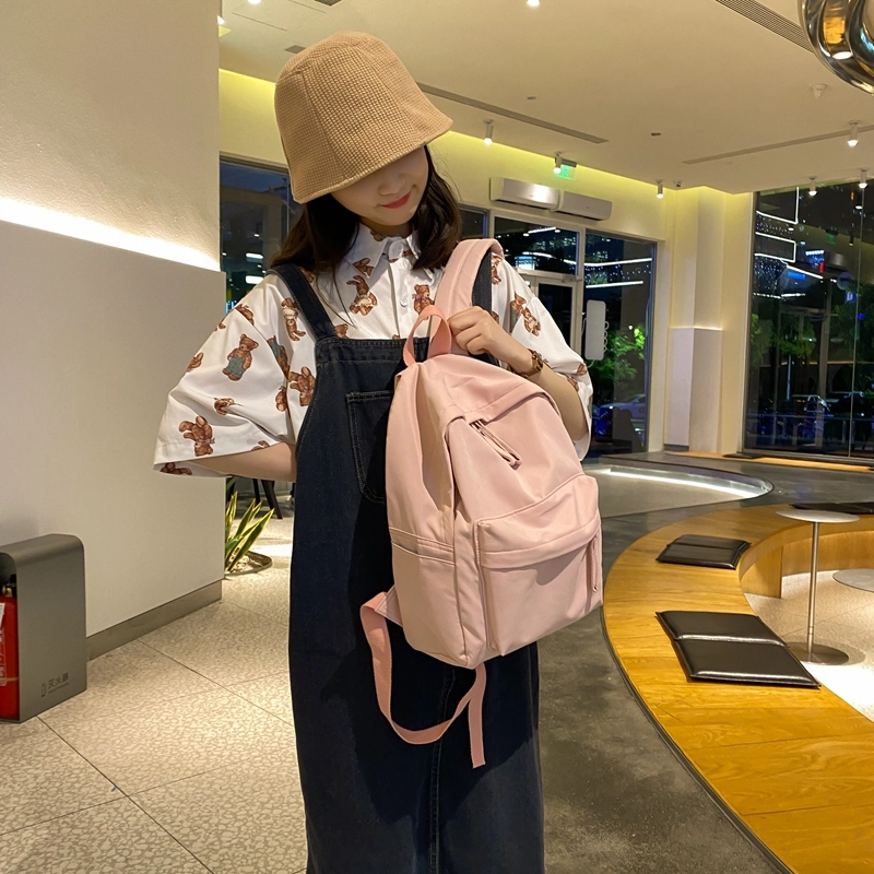 行途 大容量拉链开合 尼龙 双肩包 常规 男女同款情侣款 蓝色/绿色/粉色/白色/黑色