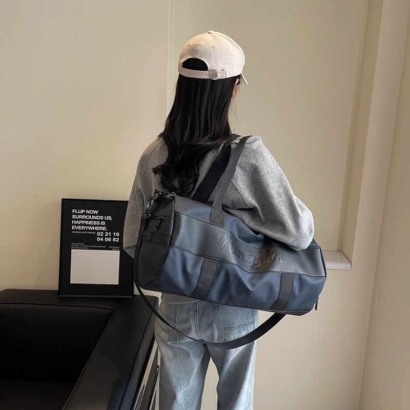 行途 干湿分离大容量瑜伽包时尚潮流轻便运动旅行包 布 健身包 中号 男女同款情侣款 黑色/粉色/酒红色/灰色/蓝色