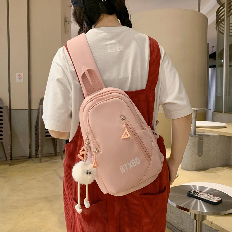 行途 小清新高颜值纯色学院风时尚百搭 斜挎手提单肩胸包 男女同款情侣款 多色 尼龙