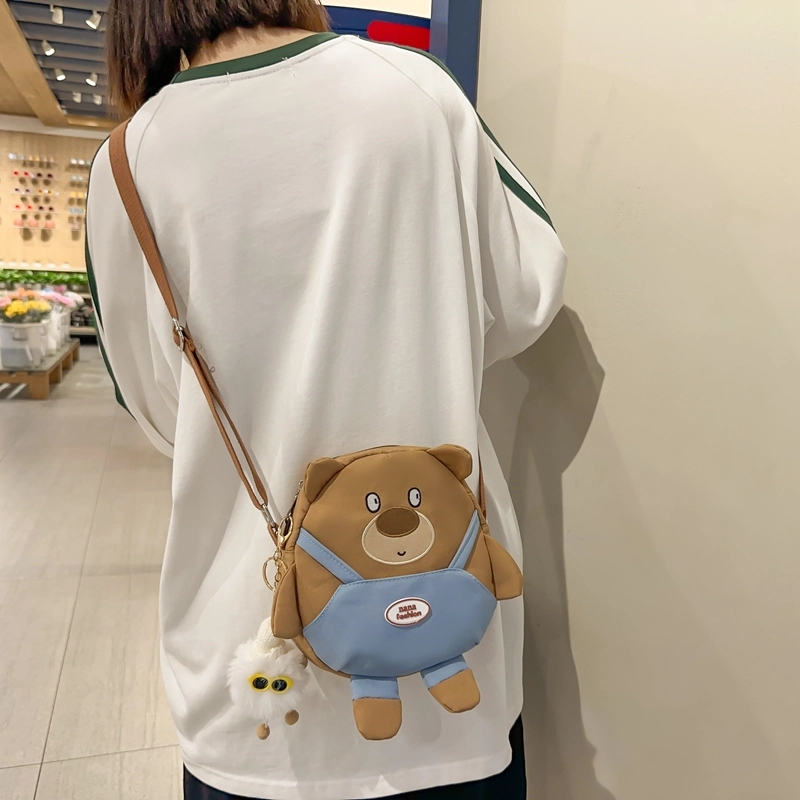 可爱小狗带挂件卡通 尼龙 单肩包斜挎包 常规 女款 黑色/白色/卡其色/棕色