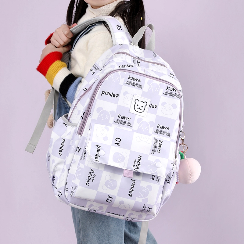 行途 书包初中生卡通印花大容量背包高中生大学生 双肩包 女款 尼龙布 多色