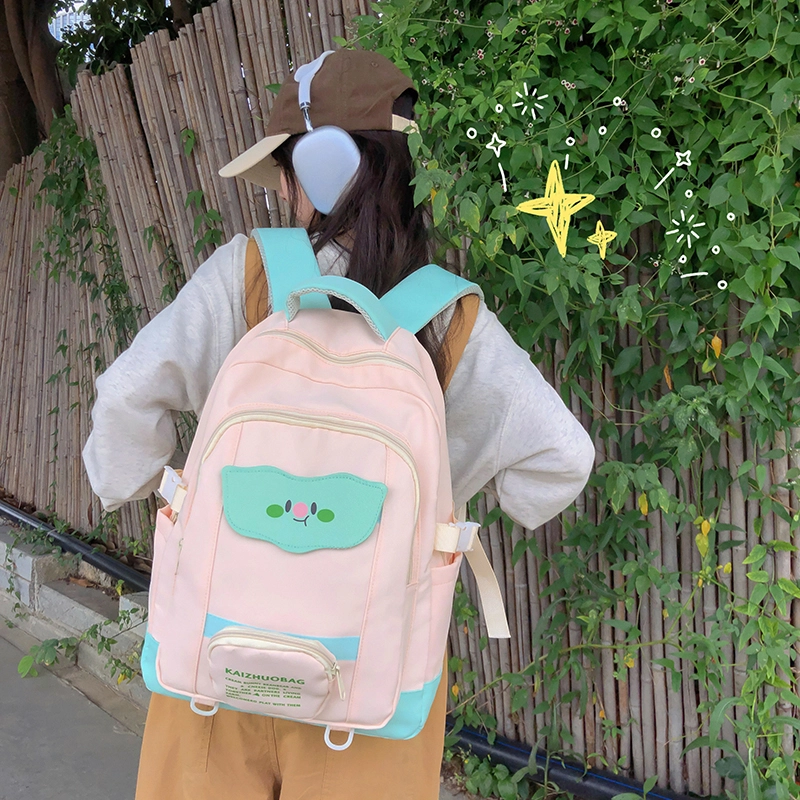 行途 学生书包女日系双肩包尼龙时尚潮流百搭休闲背包大容量中学生背包 多色