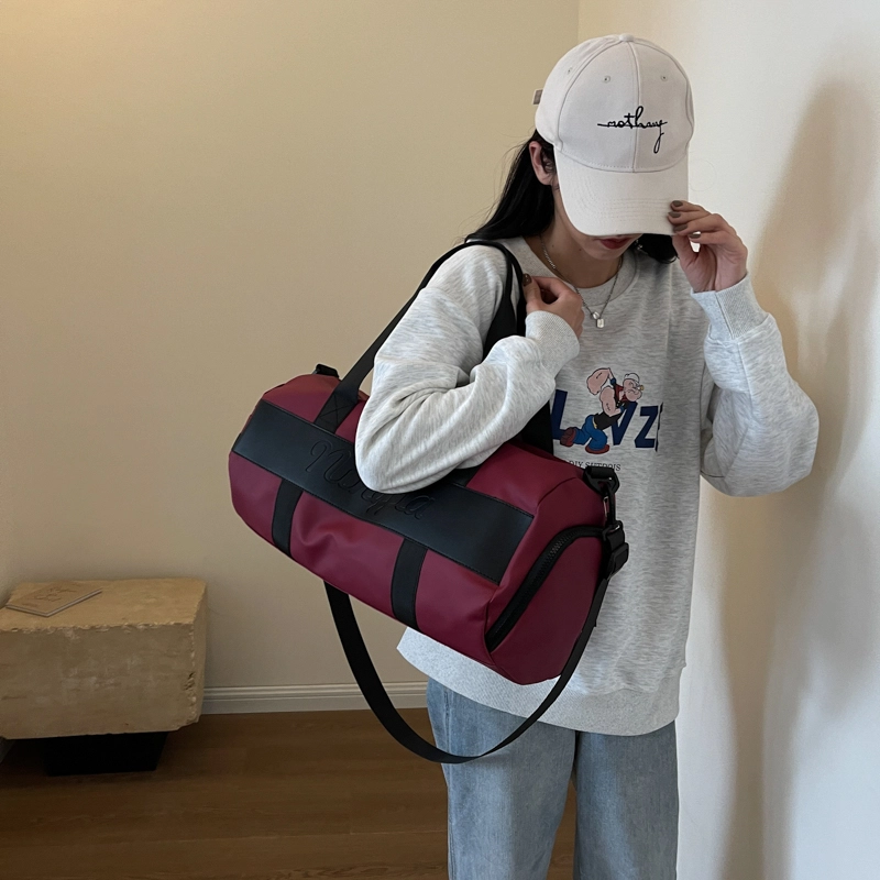 行途 干湿分离大容量瑜伽包时尚潮流轻便运动旅行包 布 健身包 中号 男女同款情侣款 黑色/粉色/酒红色/灰色/蓝色