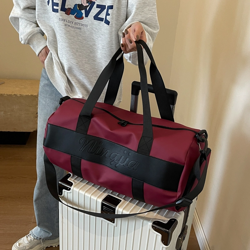 行途 干湿分离大容量瑜伽包时尚潮流轻便运动旅行包 布 健身包 中号 男女同款情侣款 黑色/粉色/酒红色/灰色/蓝色