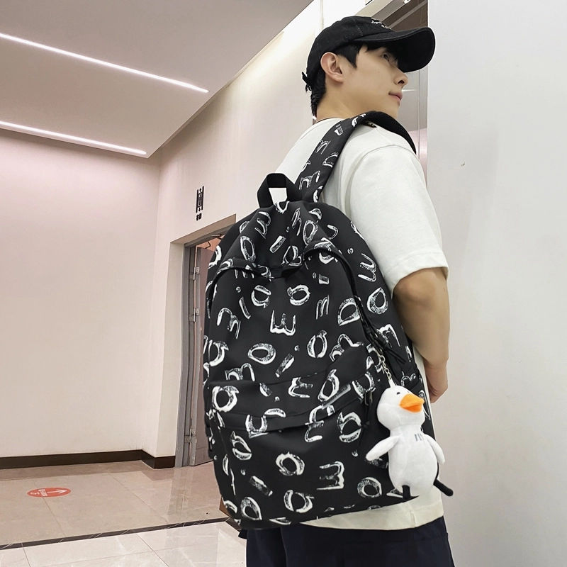 行途 书包大容量高颜值简约小众涂鸦 尼龙 双肩包 男女同款情侣款 多色